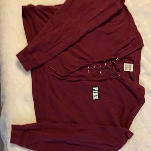 From Victoria secret long sleeve maroon crop top .